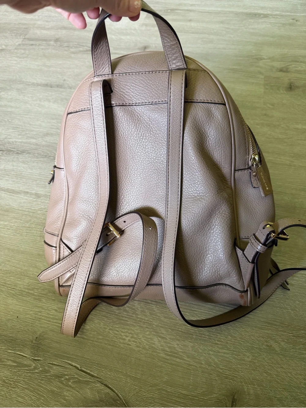 MICHAEL KORS Pebbled Leather Backpack in Taupe